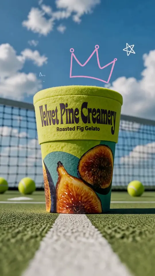 Still from a launch ad for a roasted fig gelato