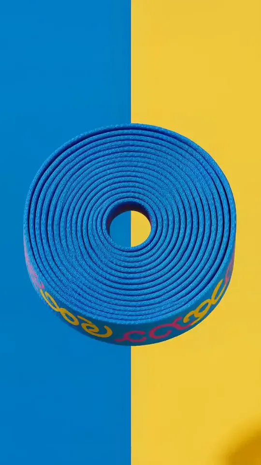 Still from a product video of a patterned dog leash